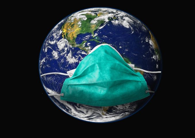 Planet Earth wearing a face mask