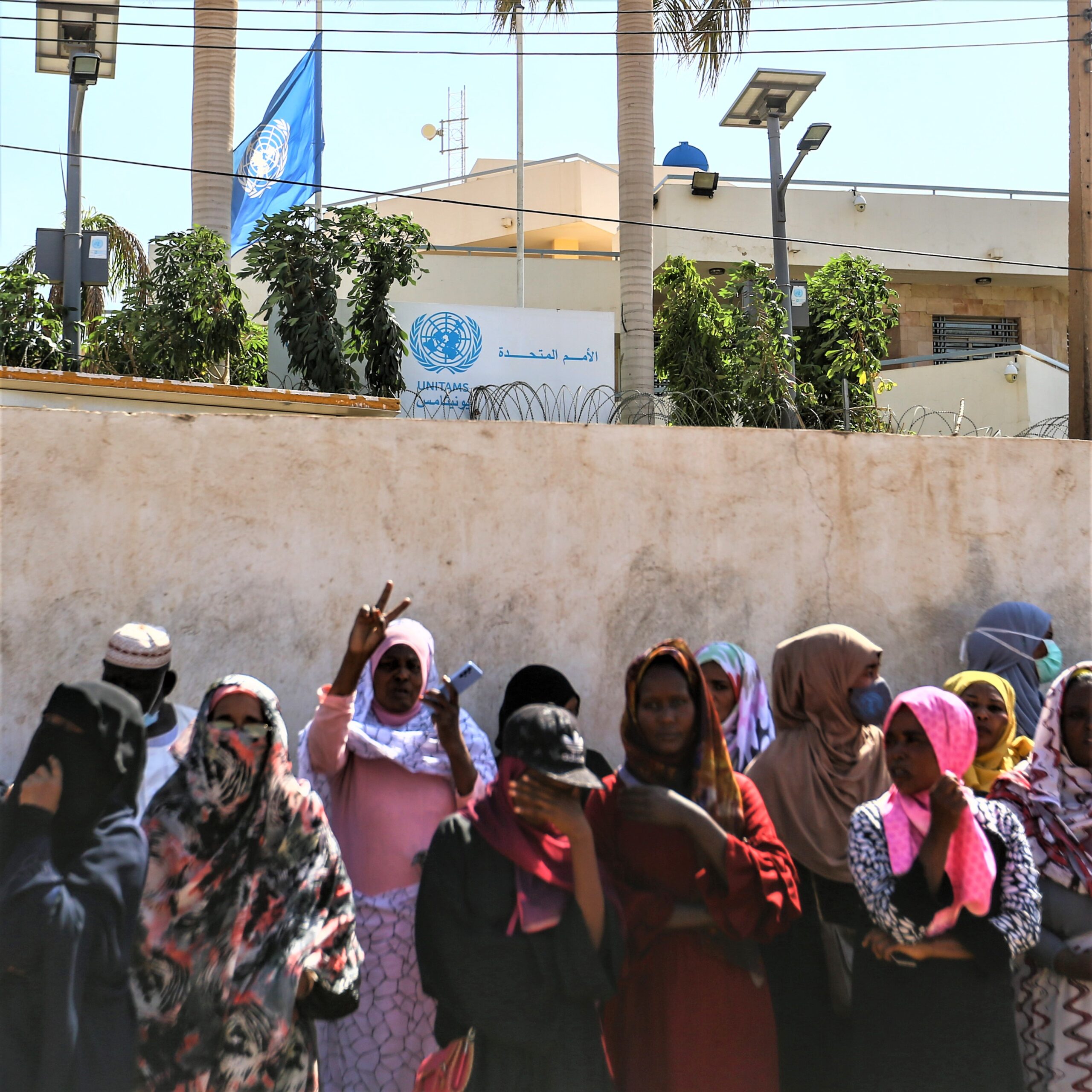 Sudanese protesters rally in front of the UN mission headquarters in Khartoum, opposing UN efforts to mediate between Sudan's civilian and army leaders (Sudan, October 2022). Photo by Mahmoud Hjaj/Anadolu Agency via Getty Images
