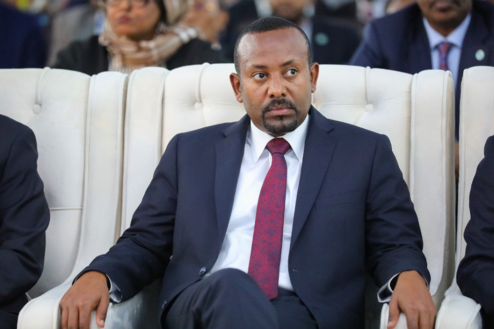 Ethiopian Prime Minister Abiy Ahmed at the inauguration ceremony of Somalia's President Hassan Sheikh Mohamud.