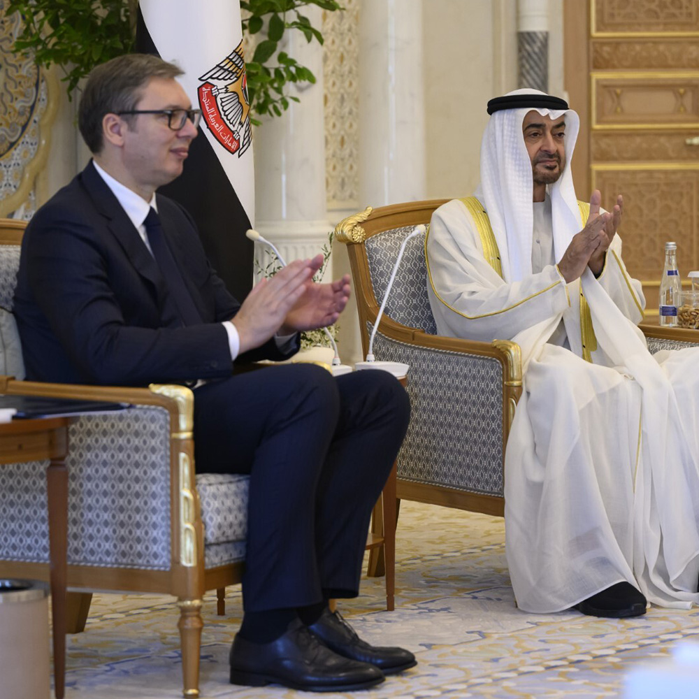 Serbian President Aleksandar Vucic and UAE President Sheikh Mohamed bin Zayed Al Nahyan meet in Abu Dhabi