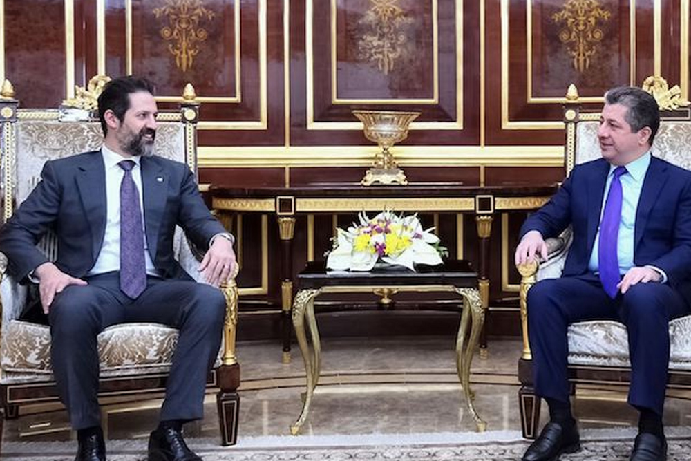Kurdistan Region Prime Minister Masrour Barzani and his deputy Qubad Talabani meet in May 2023