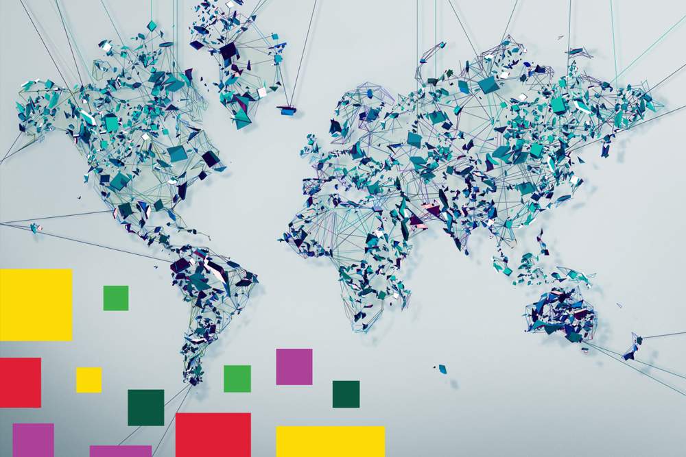 Fragmented world map