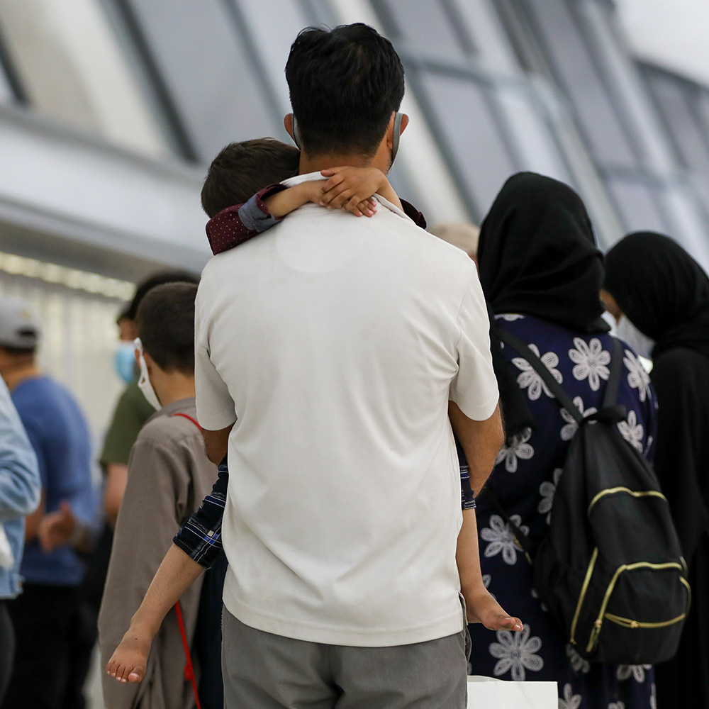 An Afghan refugee family arrive to the US