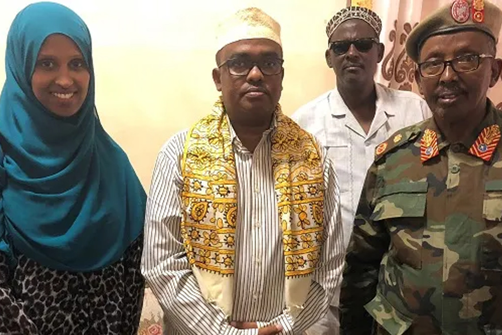 Ilham Gasser with senior military leader and titled elder, Galkayo Town, Somalia 2019.