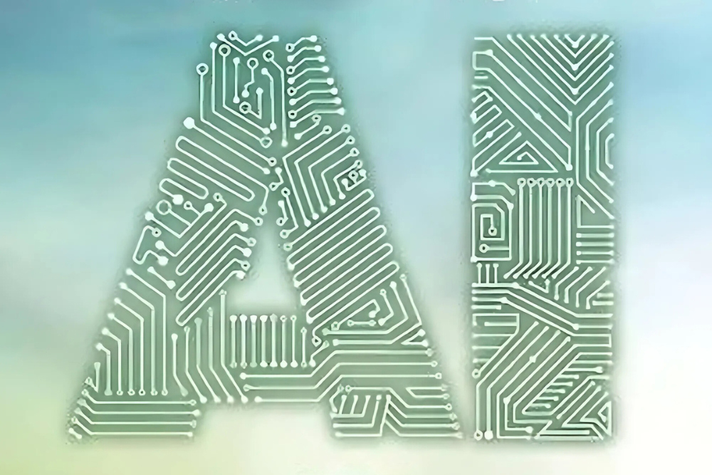 A section of the book cover showing the word AI