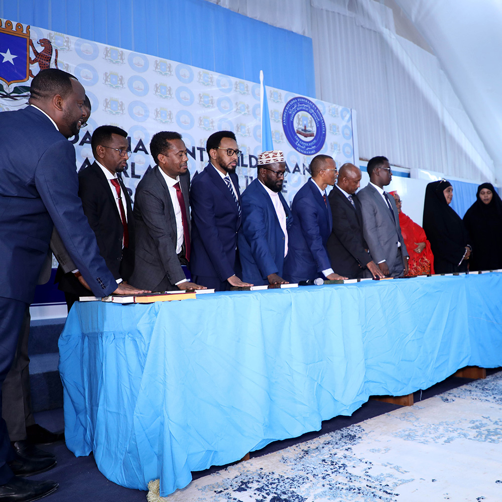 Newly elected deputies attend oath-taking ceremony after the parliamentary elections in Mogadishu, Somalia