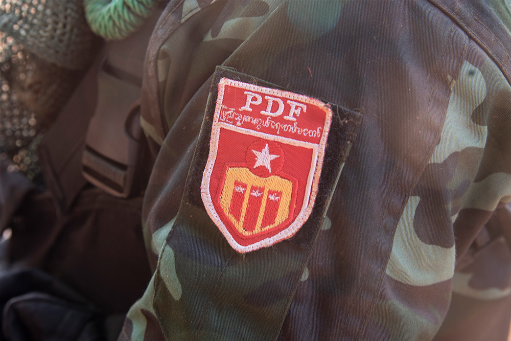 A badge of a People's Defence Force (PDF) group.